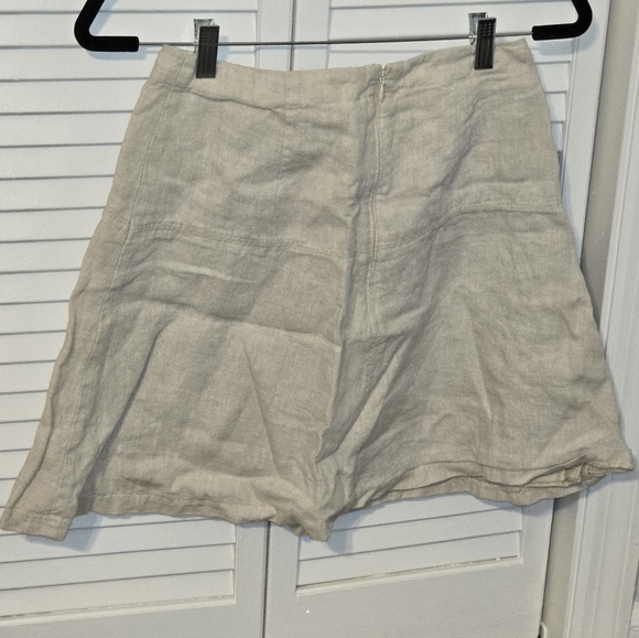 LOFT Womens 4 Petite Tan A-Line Linen Skirt - Picture 2 of 4